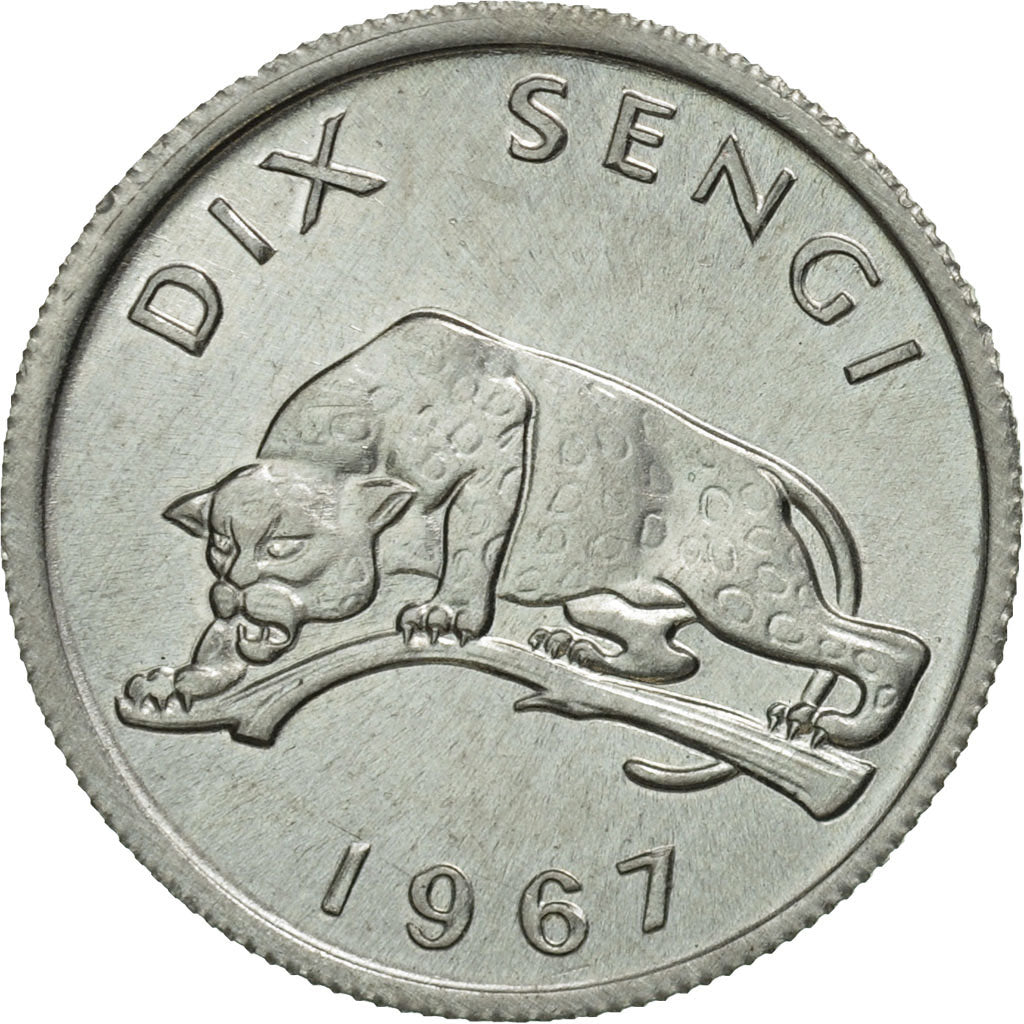 CONGO, DEMOCRATIC REPUBLIC, 10 Sengis, 1967, Paris, MS(63), Aluminum, KM:7