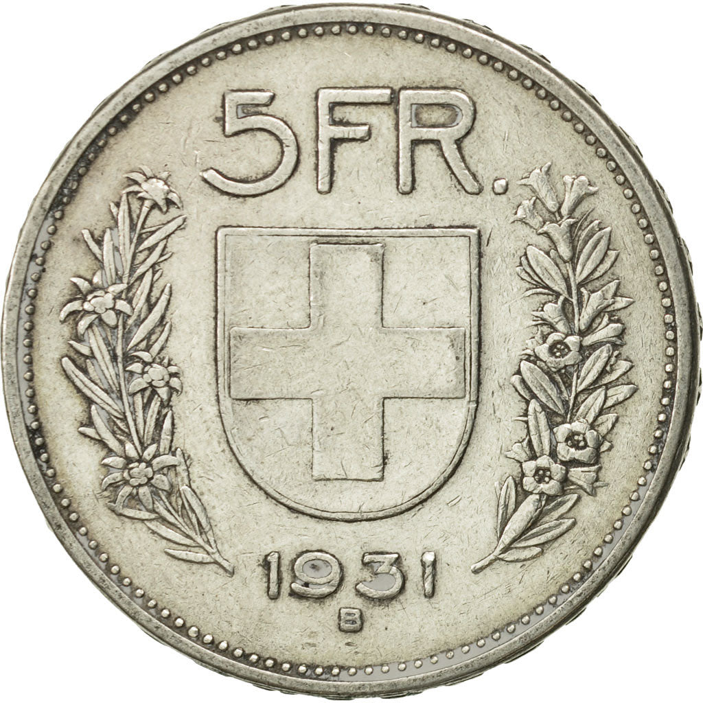 Switzerland, 5 Francs, 1931, Bern, MS(63), Silver, KM:40