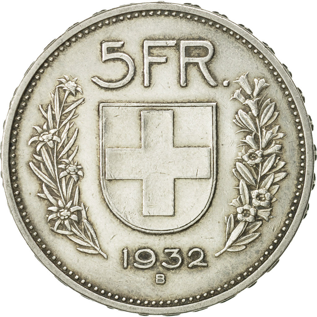 Coin, Switzerland, 5 Francs, 1932, Bern, MS(63), Silver, KM:40