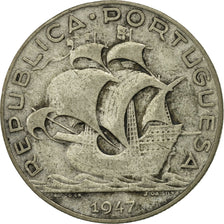 Portugal, 5 Escudos, 1947, AU(55-58), Silver, KM:581
