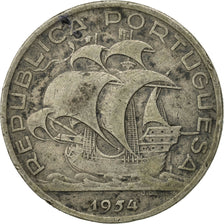 Portugal, 10 Escudos, 1954, AU(55-58), Silver, KM:586