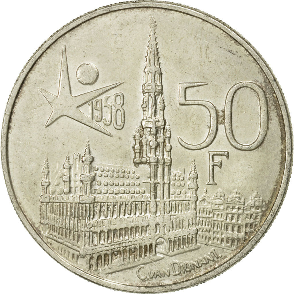 Coin, Belgium, 50 Francs, 50 Frank, 1958, MS(63), Silver, KM:150.1