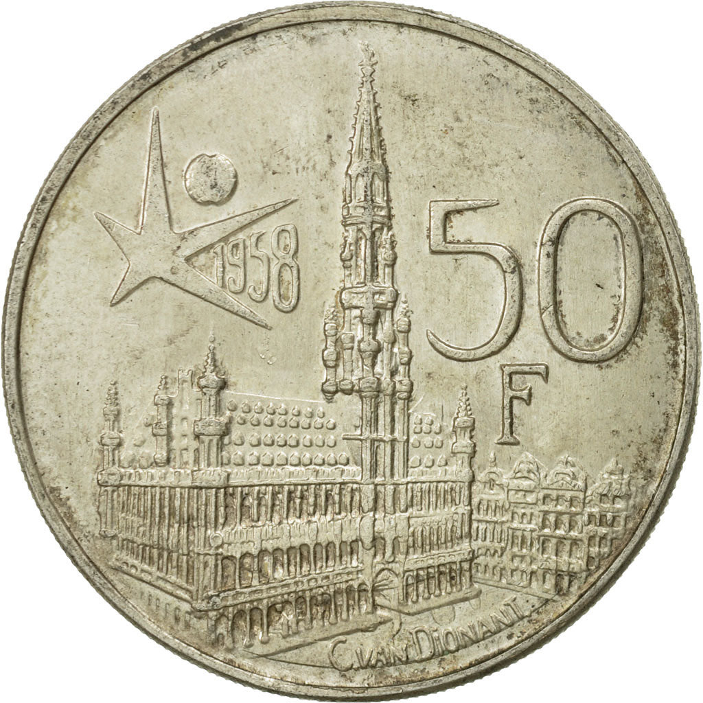 Coin, Belgium, 50 Francs, 50 Frank, 1958, MS(63), Silver, KM:150.1
