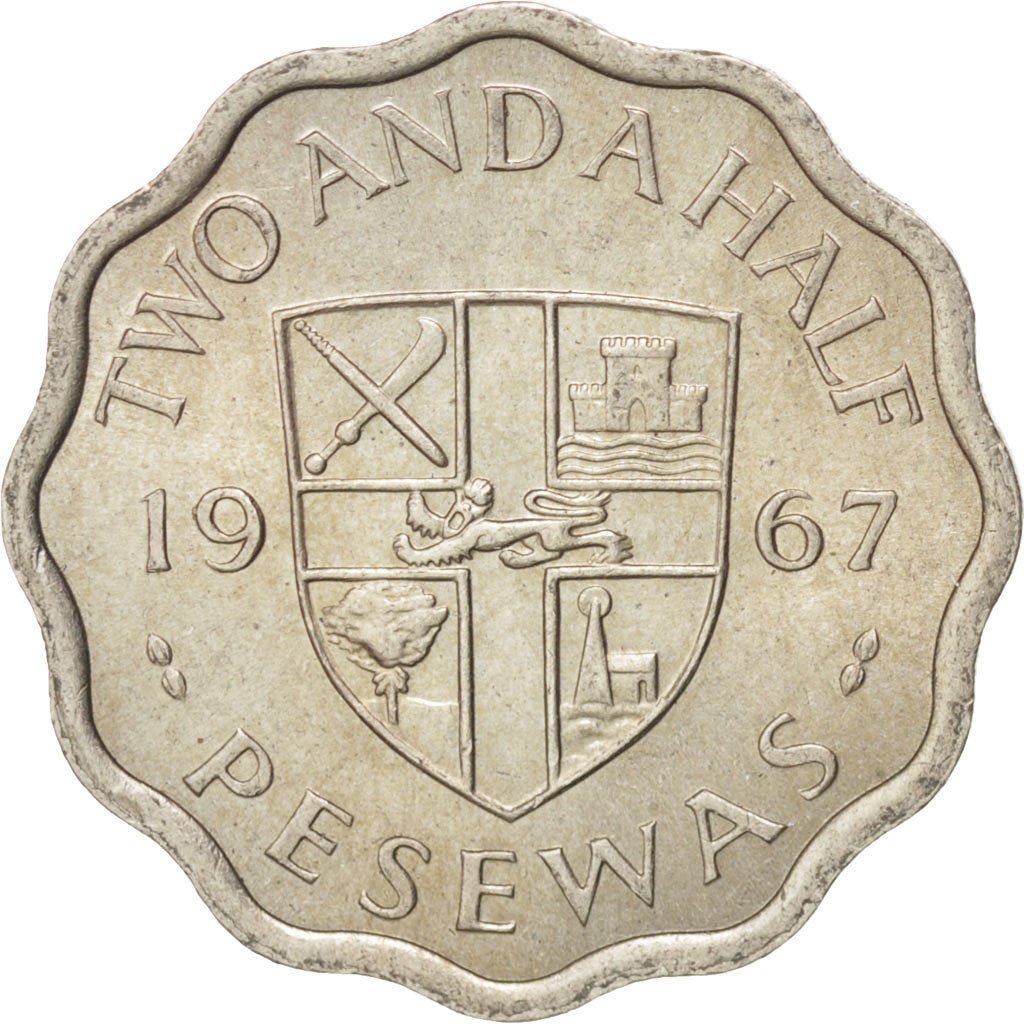 Ghana, 2-1/2 Pesewas, 1967, SPL, Rame-nichel, KM:14