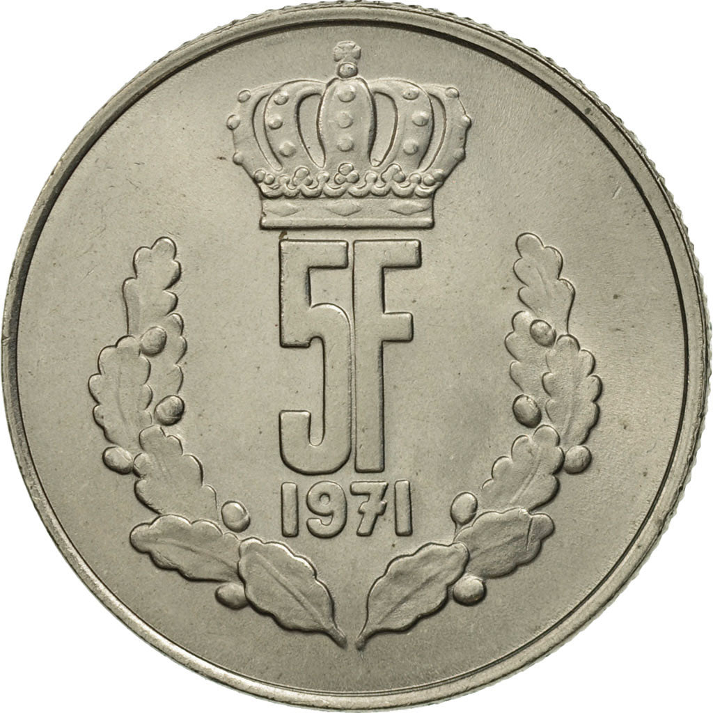 Coin, Luxembourg, Jean, 5 Francs, 1971, MS(63), Copper-nickel, KM:56