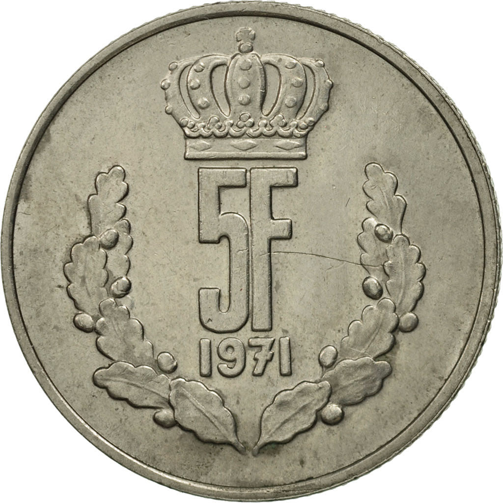 Coin, Luxembourg, Jean, 5 Francs, 1971, MS(63), Copper-nickel, KM:56