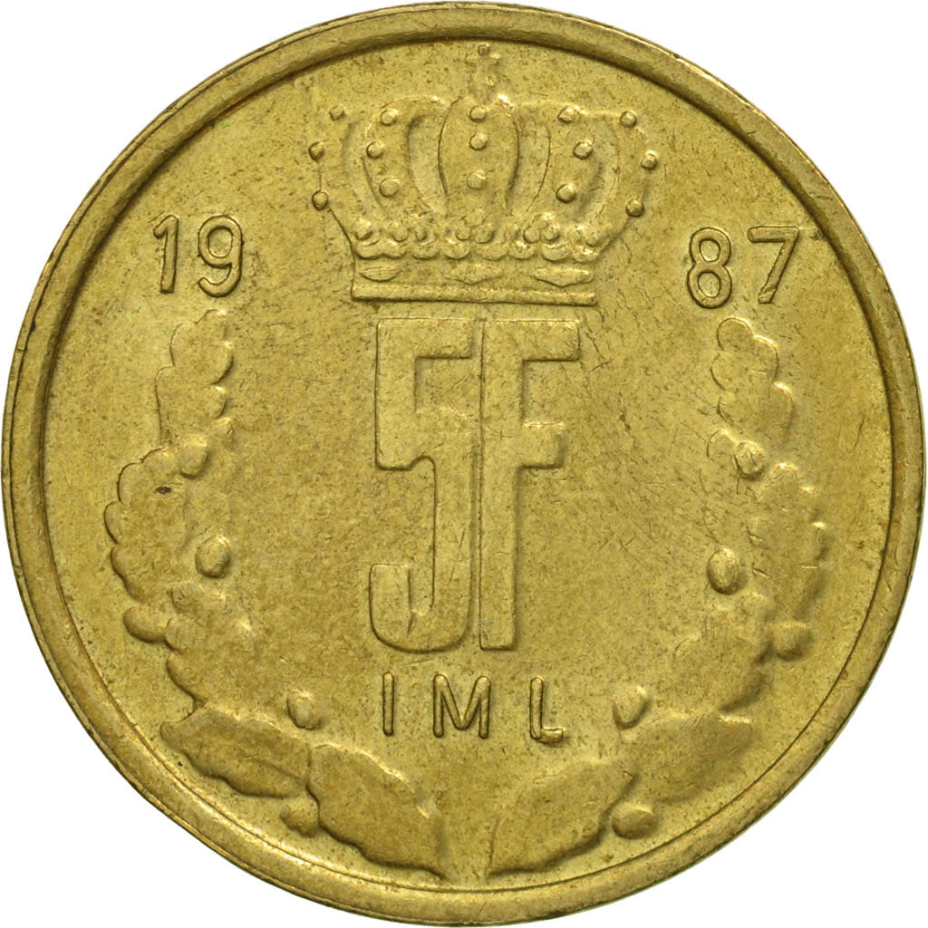 Coin, Luxembourg, Jean, 5 Francs, 1987, MS(63), Aluminum-Bronze, KM:60.2