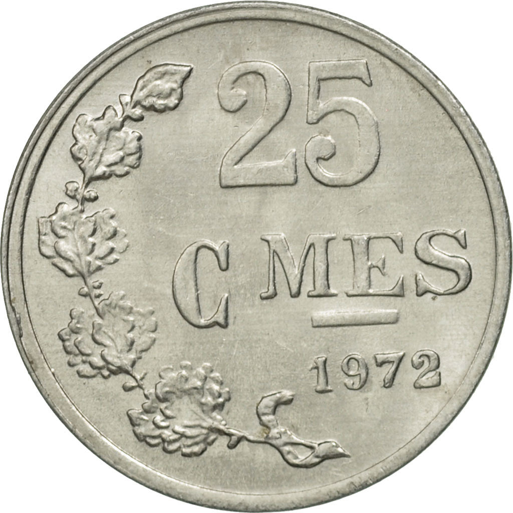 Coin, Luxembourg, Charlotte, 25 Centimes, 1972, MS(63), Copper-nickel, KM:37