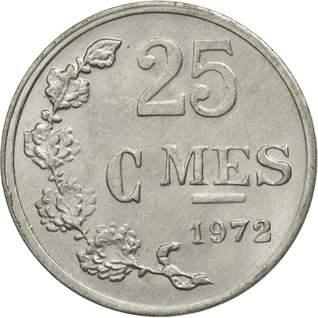 Coin, Luxembourg, Charlotte, 25 Centimes, 1972, MS(63), Copper-nickel, KM:37