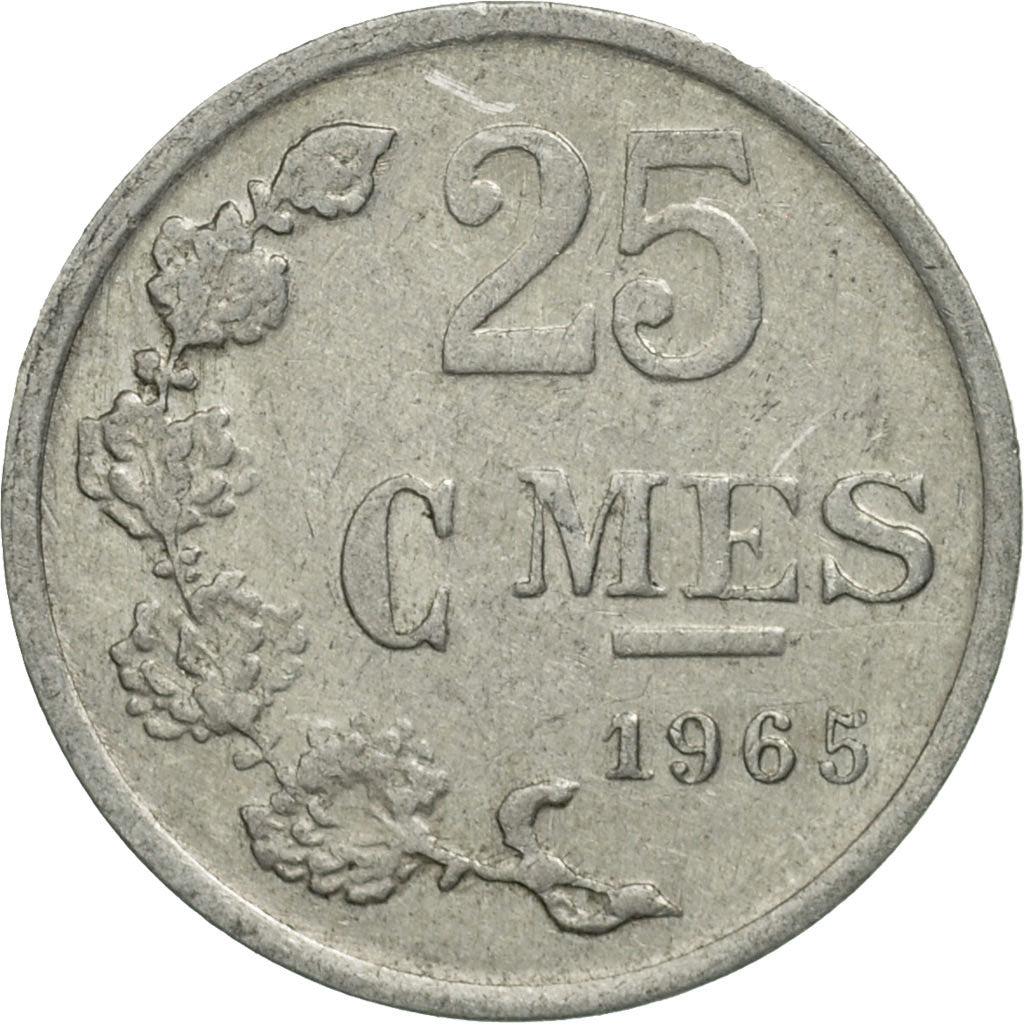 Coin, Luxembourg, Jean, 25 Centimes, 1965, MS(63), Aluminum, KM:45a.1