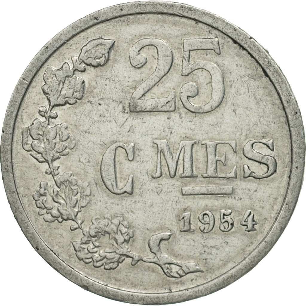 Coin, Luxembourg, Jean, 25 Centimes, 1954, MS(63), Aluminum, KM:45a.2
