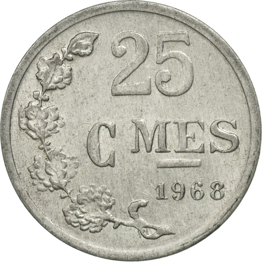 Coin, Luxembourg, Jean, 25 Centimes, 1968, MS(63), Aluminum, KM:45a.1