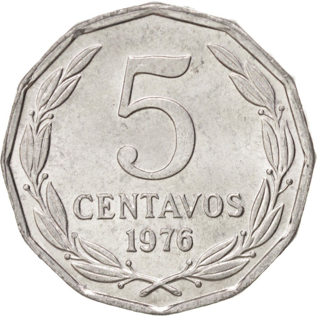 CHILE, 5 Centavos, 1976, KM #204a, MS(63), Aluminum, 21.6