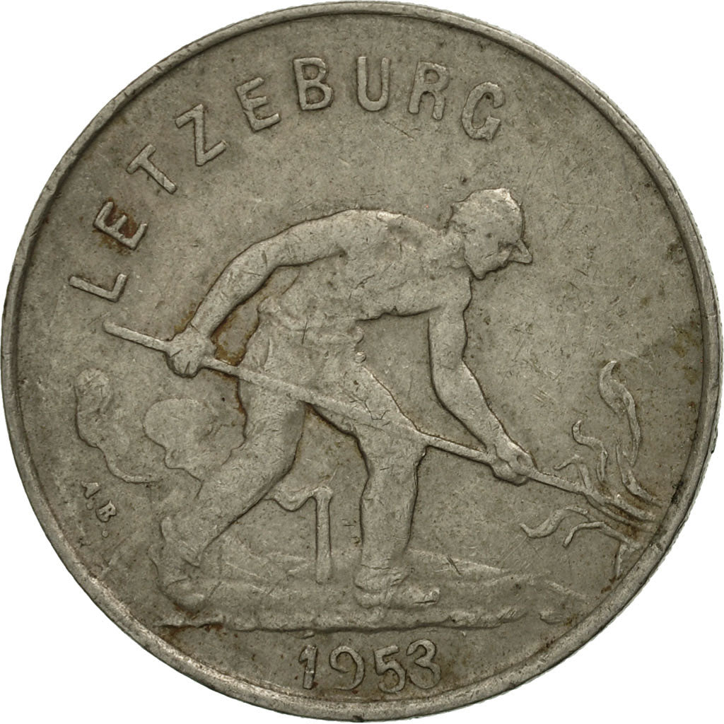 Coin, Luxembourg, Charlotte, Franc, 1953, MS(60-62), Copper-nickel, KM:46.2