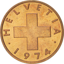 SWITZERLAND, 2 Rappen, 1974, Bern, KM #47, MS(63), Bronze, 20