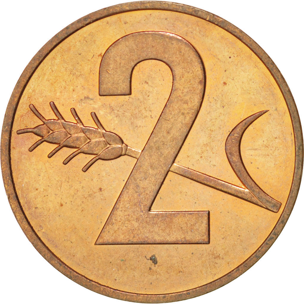 SWITZERLAND, 2 Rappen, 1974, Bern, KM #47, MS(63), Bronze, 20