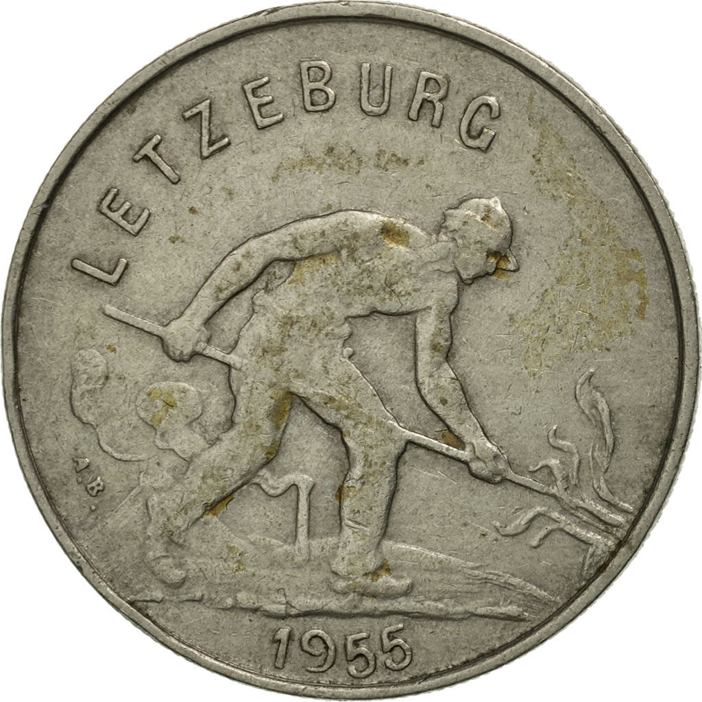 Coin, Luxembourg, Charlotte, Franc, 1955, MS(60-62), Copper-nickel, KM:46.2