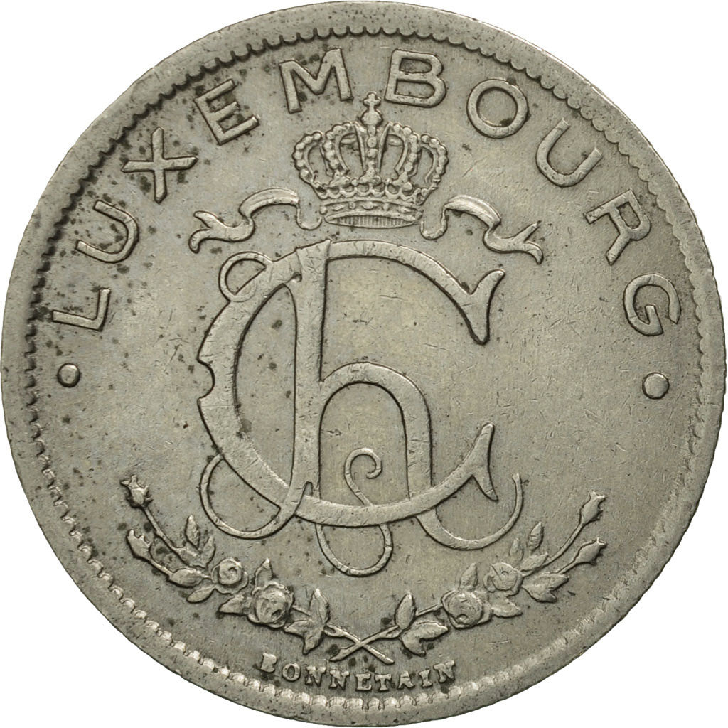 Coin, Luxembourg, Charlotte, Franc, 1935, MS(63), Nickel, KM:35