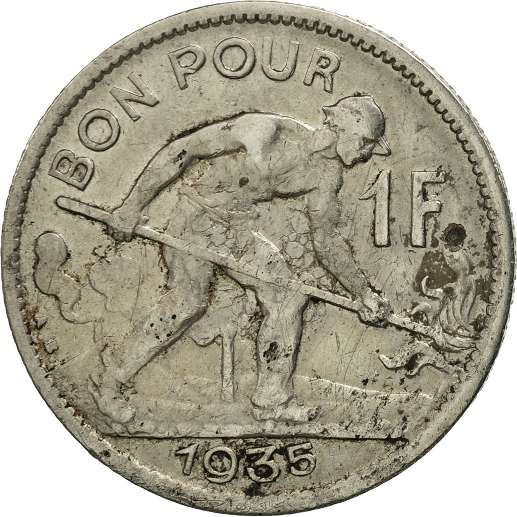 Coin, Luxembourg, Charlotte, Franc, 1935, MS(60-62), Nickel, KM:35