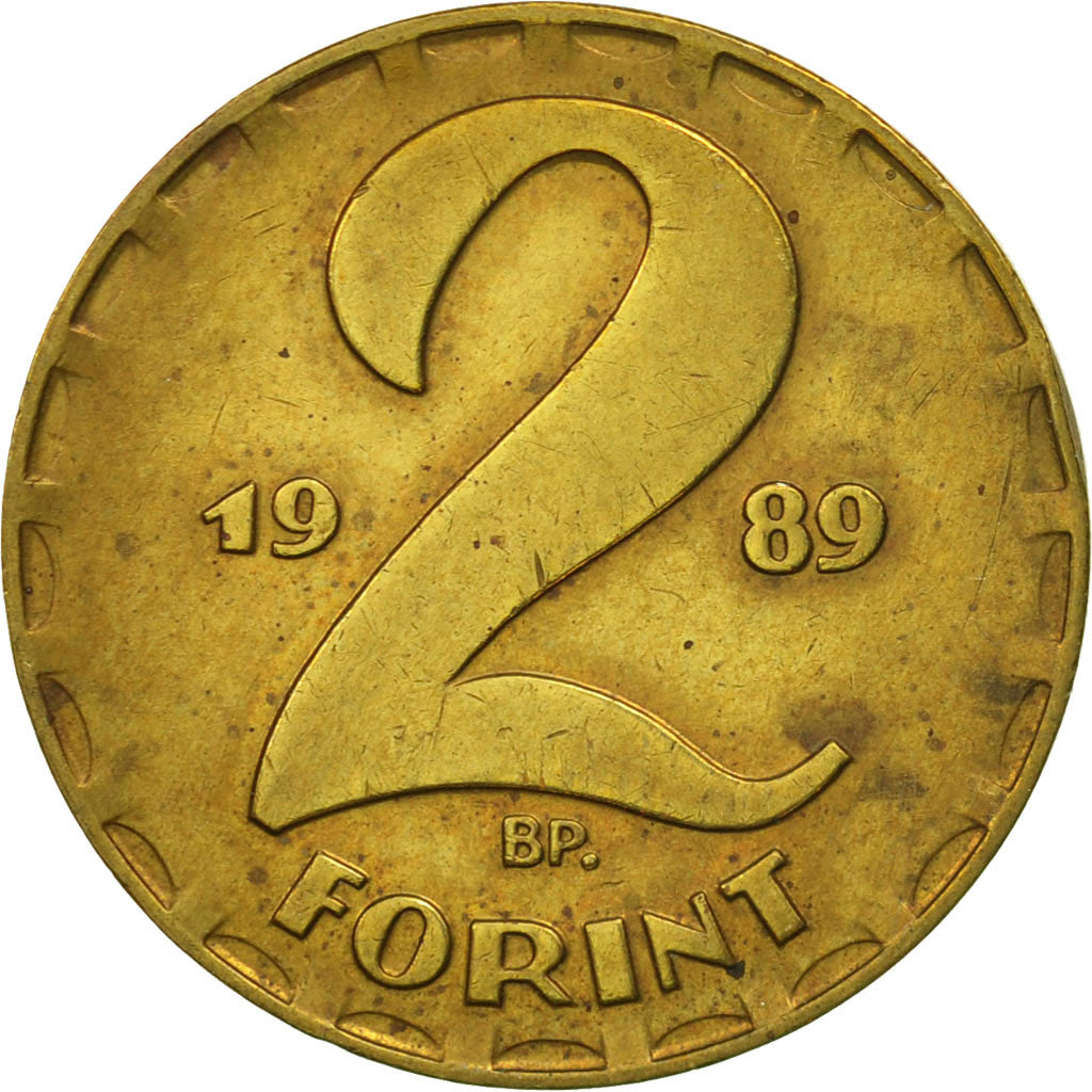 Hungary, 2 Forint, 1989, Budapest, MS(60-62), Brass, KM:591