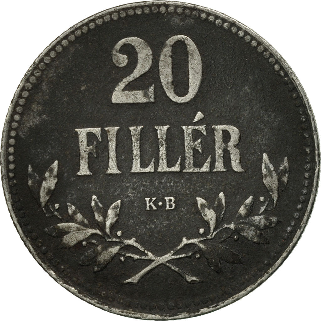 Hungary, 20 Fillér, 1917, Budapest, AU(55-58), Iron, KM:498