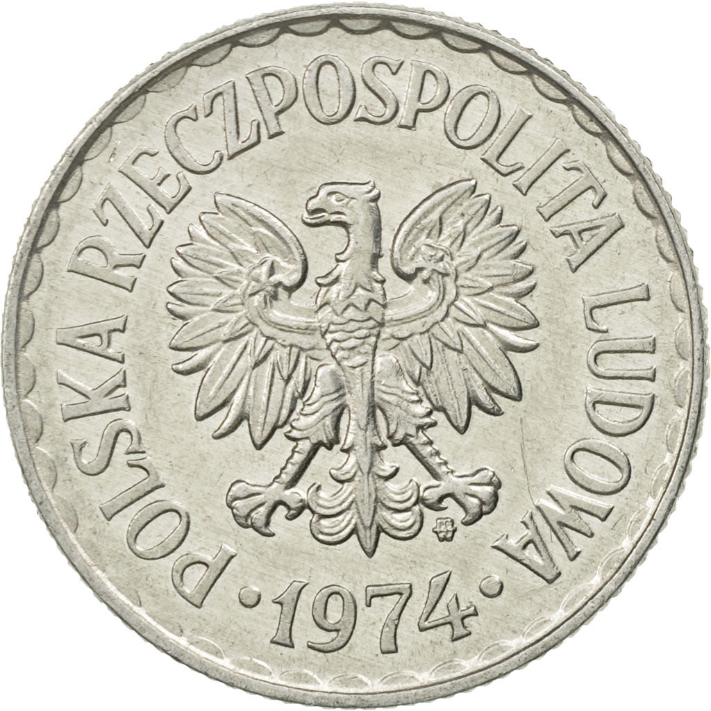 Coin, Poland, Zloty, 1974, Warsaw, MS(63), Aluminum, KM:49.1