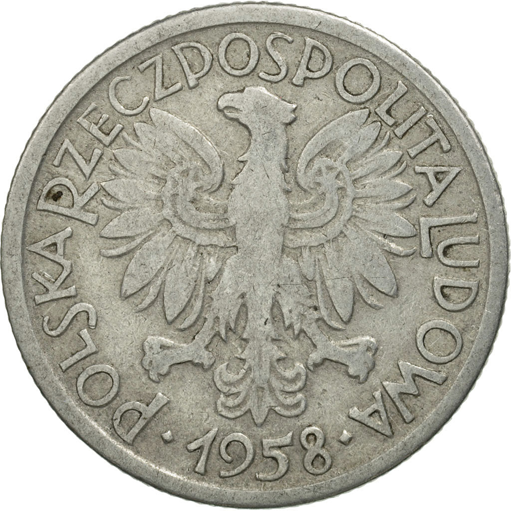 Moneda, Polonia, 2 Zlote, 1958, Warsaw, EBC+, Aluminio, KM:46