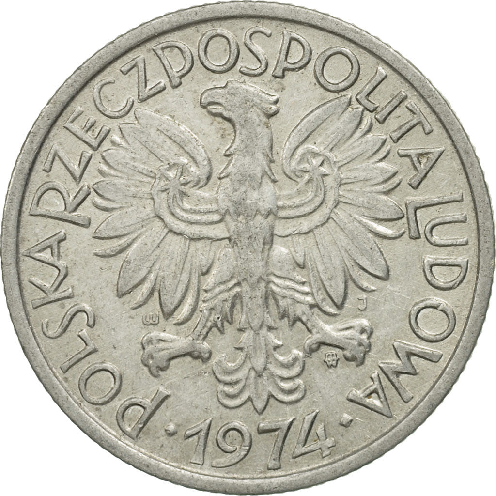 Moneda, Polonia, 2 Zlote, 1974, Warsaw, EBC+, Aluminio, KM:46