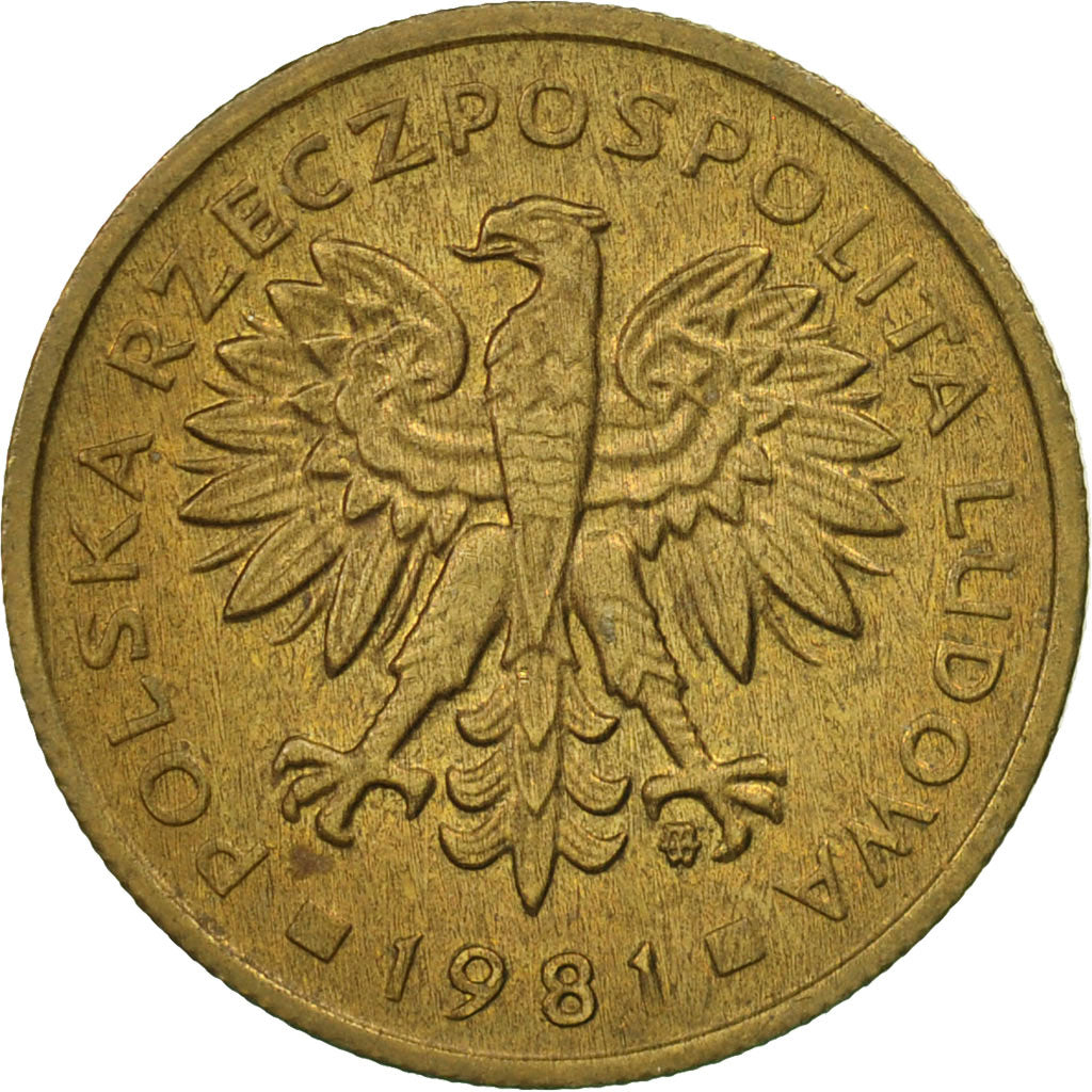 Moneda, Polonia, 2 Zlote, 1981, Warsaw, MBC+, Latón, KM:80.1