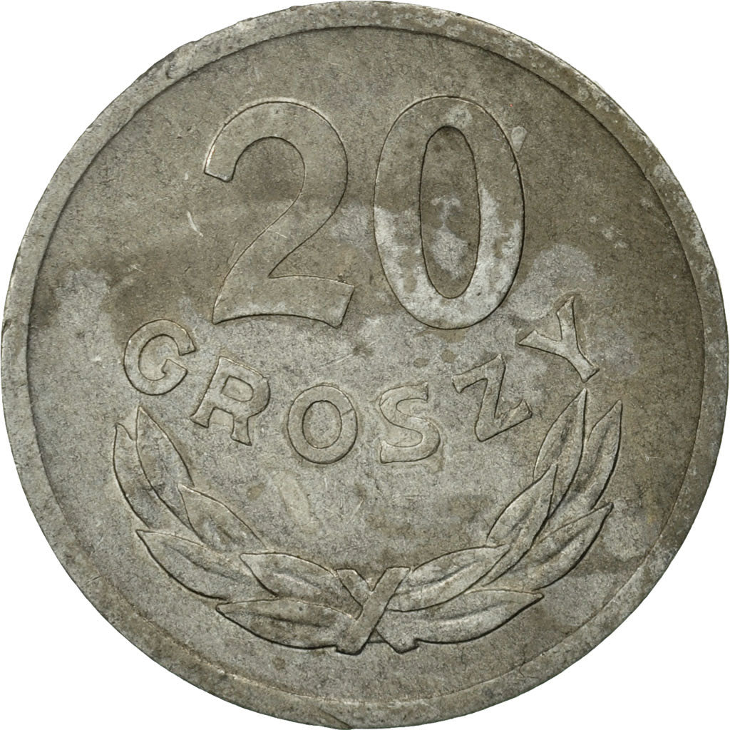 Moneda, Polonia, 20 Groszy, 1973, Warsaw, MBC+, Aluminio, KM:A47