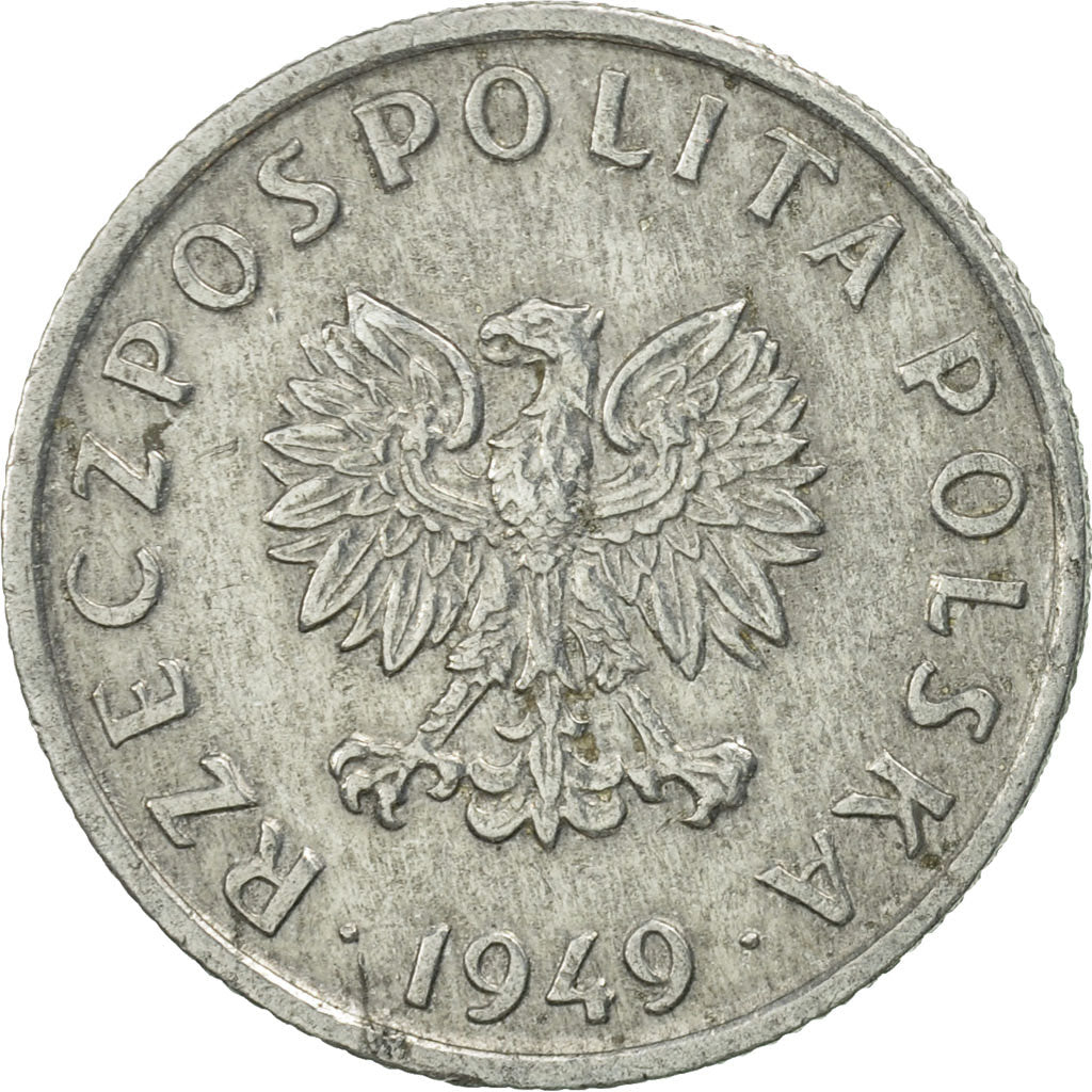 Poland, 5 Groszy, 1949, Kremnica, AU(55-58), Aluminum, KM:41a