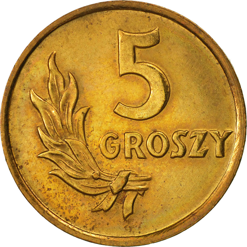 Coin, Poland, 5 Groszy, 1949, Basel, AU(55-58), Bronze, KM:41