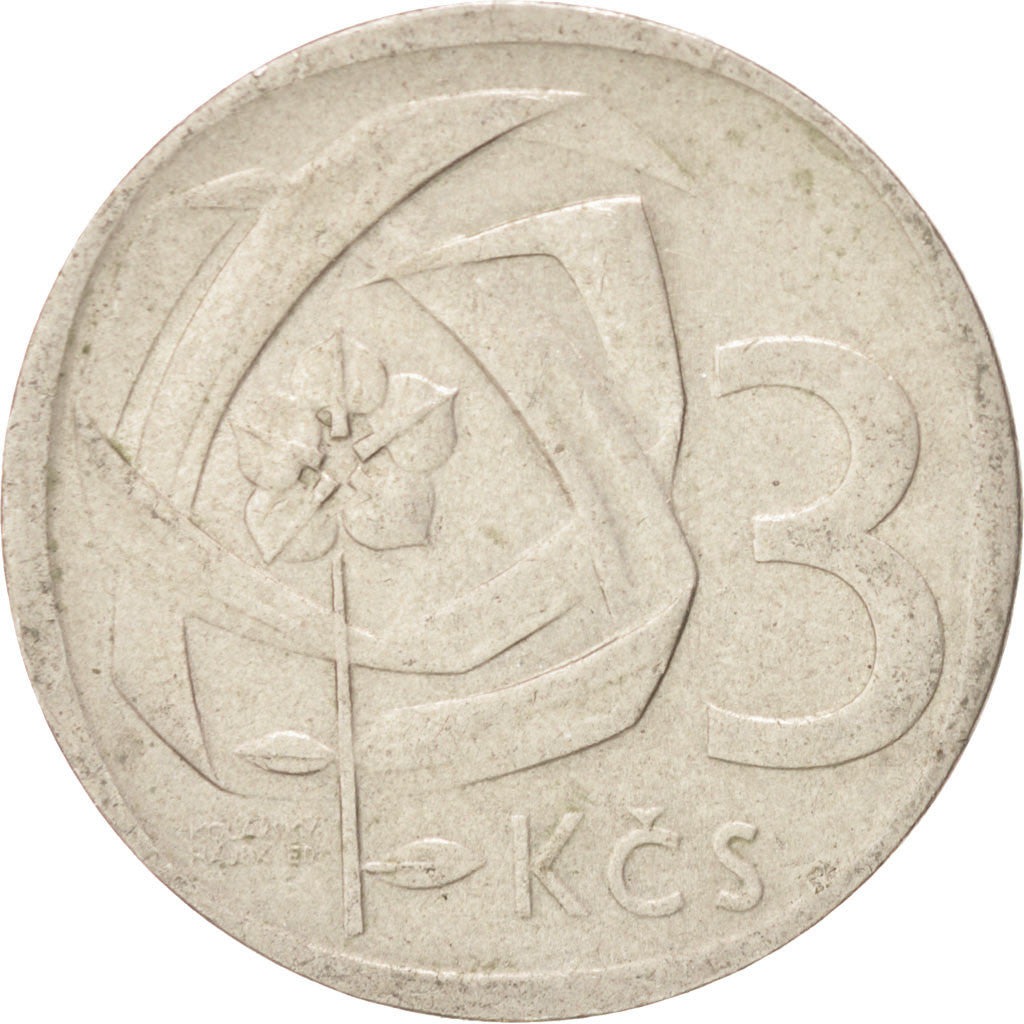 CZECHOSLOVAKIA, 3 Koruny, 1965, KM #57, EF(40-45), Copper-Nickel, 23.5
