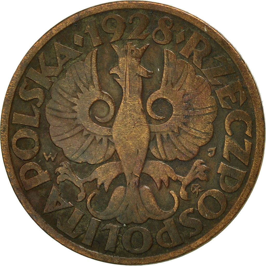 Coin, Poland, 5 Groszy, 1928, Warsaw, EF(40-45), Bronze, KM:10a