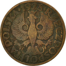 Moneda, Polonia, 5 Groszy, 1928, Warsaw, MBC, Bronce, KM:10a