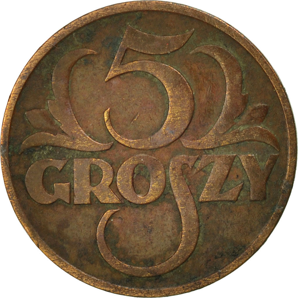 Coin, Poland, 5 Groszy, 1928, Warsaw, EF(40-45), Bronze, KM:10a
