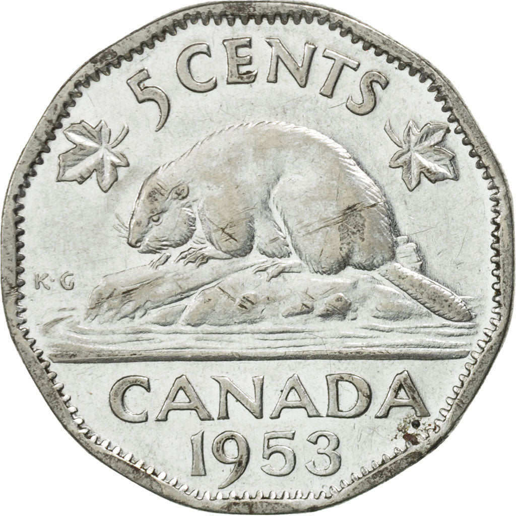 Canada, Elizabeth II, 5 Cents, 1953, Royal Canadian Mint, Ottawa, MS(60-62)