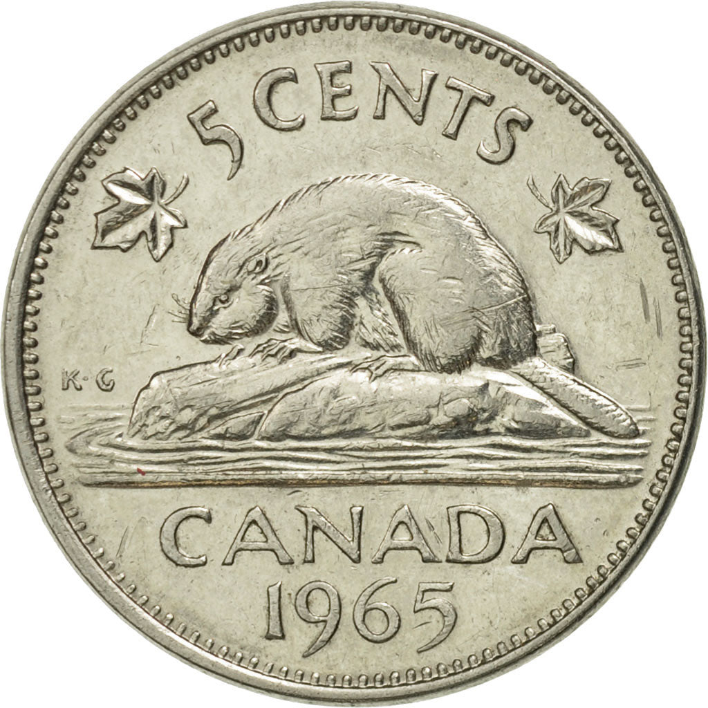 Coin, Canada, Elizabeth II, 5 Cents, 1965, Royal Canadian Mint, Ottawa