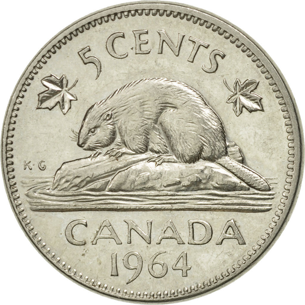 Coin, Canada, Elizabeth II, 5 Cents, 1964, Royal Canadian Mint, Ottawa