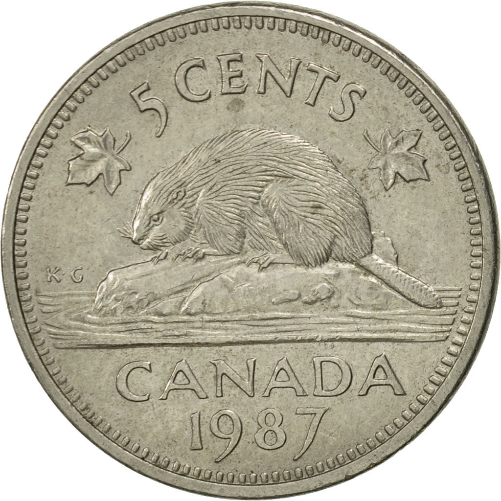 Coin, Canada, Elizabeth II, 5 Cents, 1987, Royal Canadian Mint, Ottawa