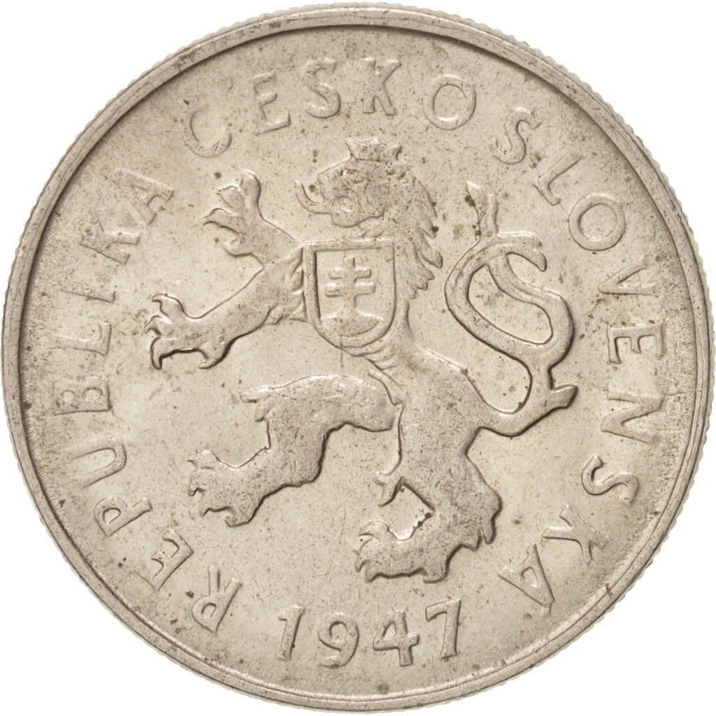 Cecoslovacchia, 2 Koruny, 1947, BB+, Rame-nichel, KM:23