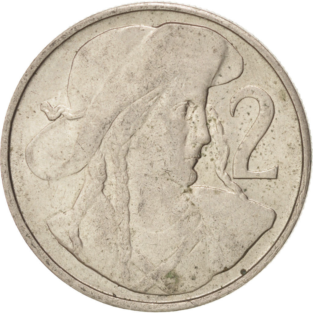 Cecoslovacchia, 2 Koruny, 1947, BB+, Rame-nichel, KM:23