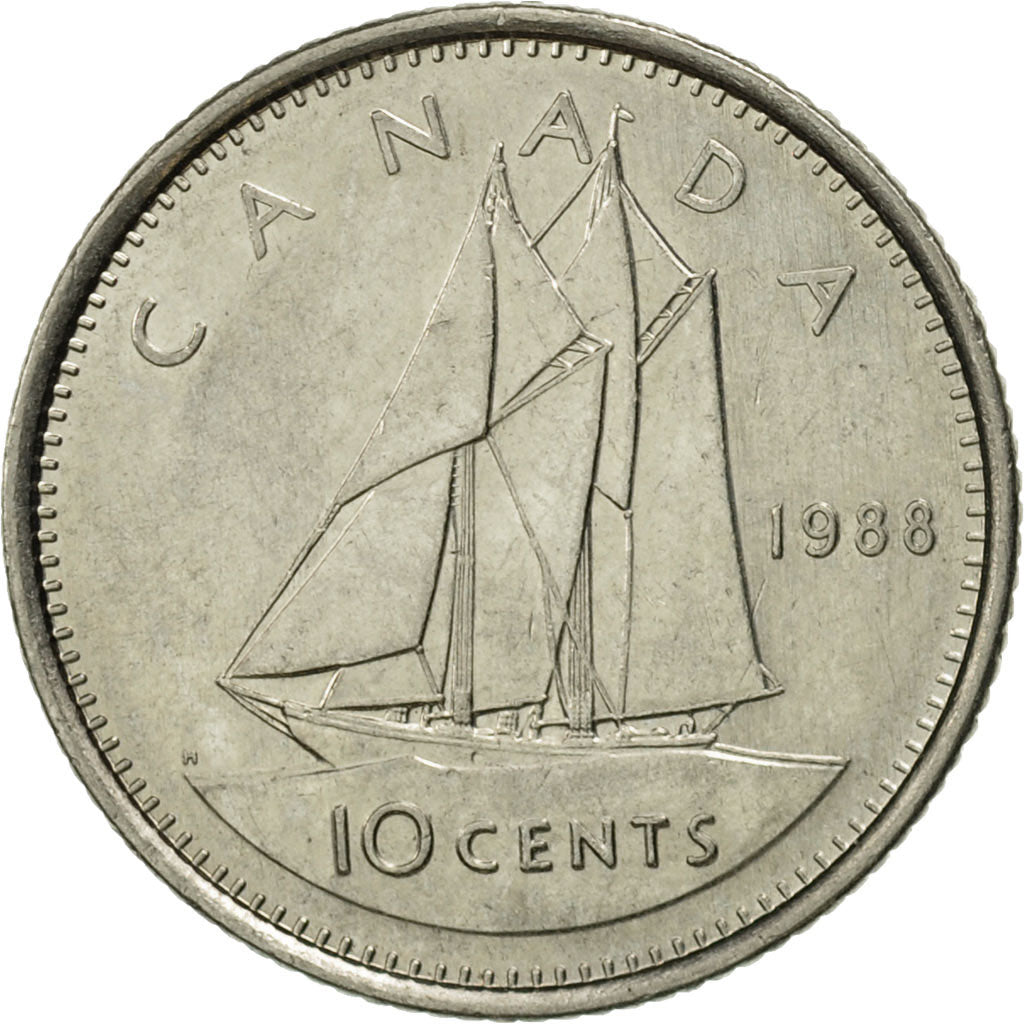 Coin, Canada, Elizabeth II, 10 Cents, 1988, Royal Canadian Mint, Ottawa