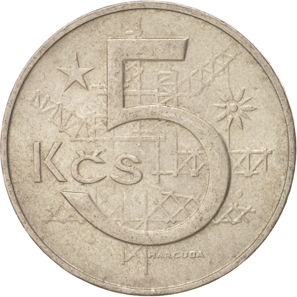 Coin, Czechoslovakia, 5 Korun, 1966, AU(55-58), Copper-nickel, KM:60