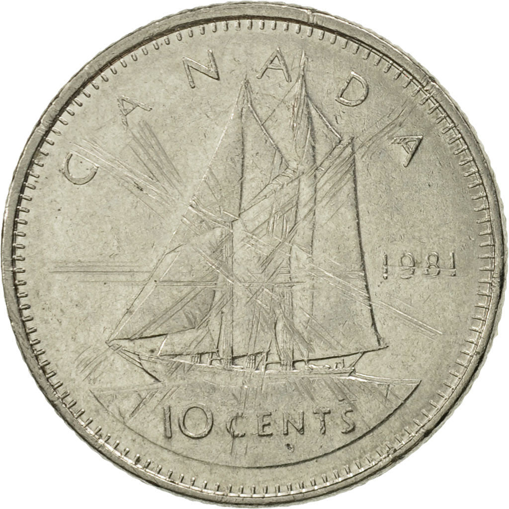 Coin, Canada, Elizabeth II, 10 Cents, 1981, Royal Canadian Mint, Ottawa