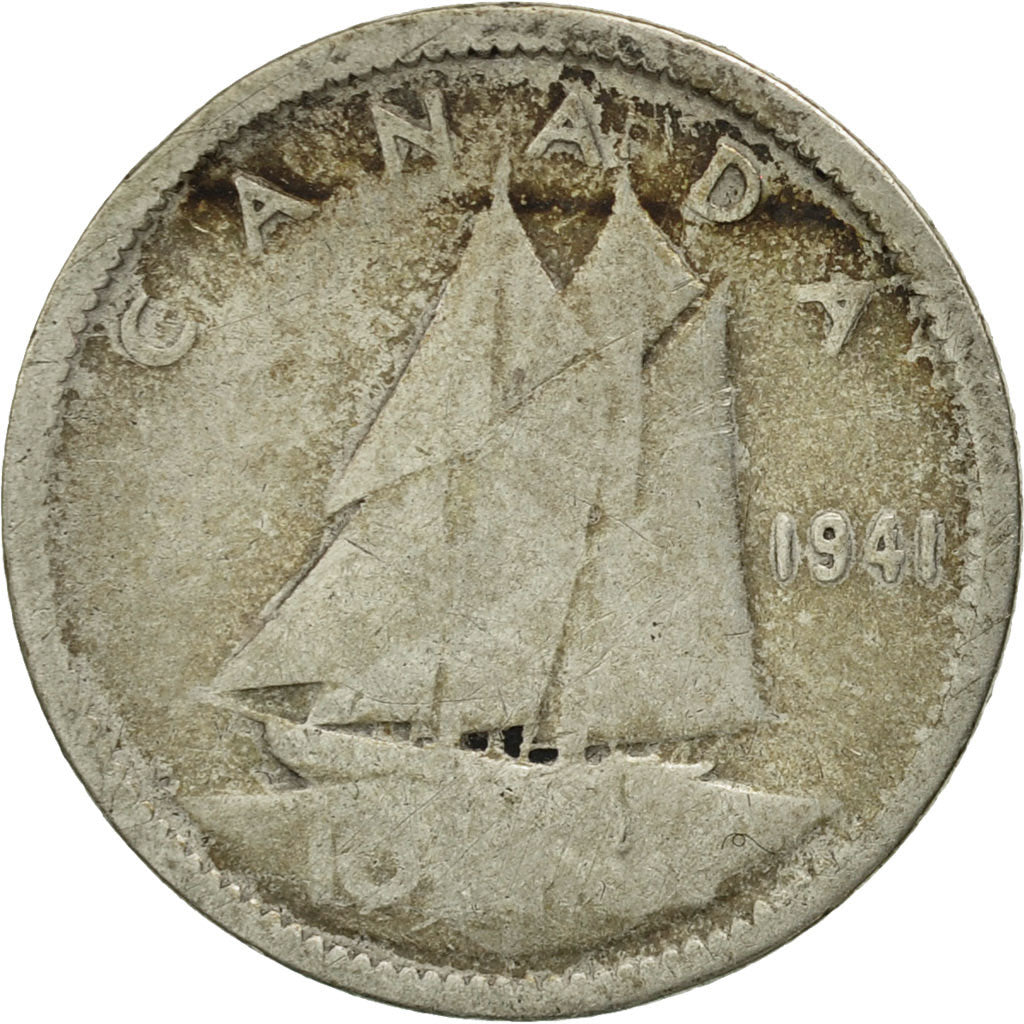 Coin, Canada, George VI, 10 Cents, 1941, Royal Canadian Mint, Ottawa, EF(40-45)