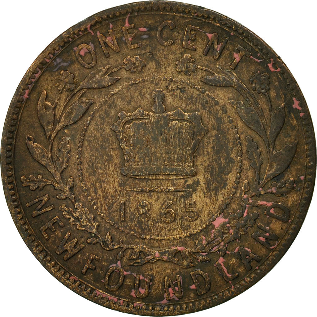 NEWFOUNDLAND, Large Cent, 1865, Royal Canadian Mint, VF(20-25), Bronze, KM:1