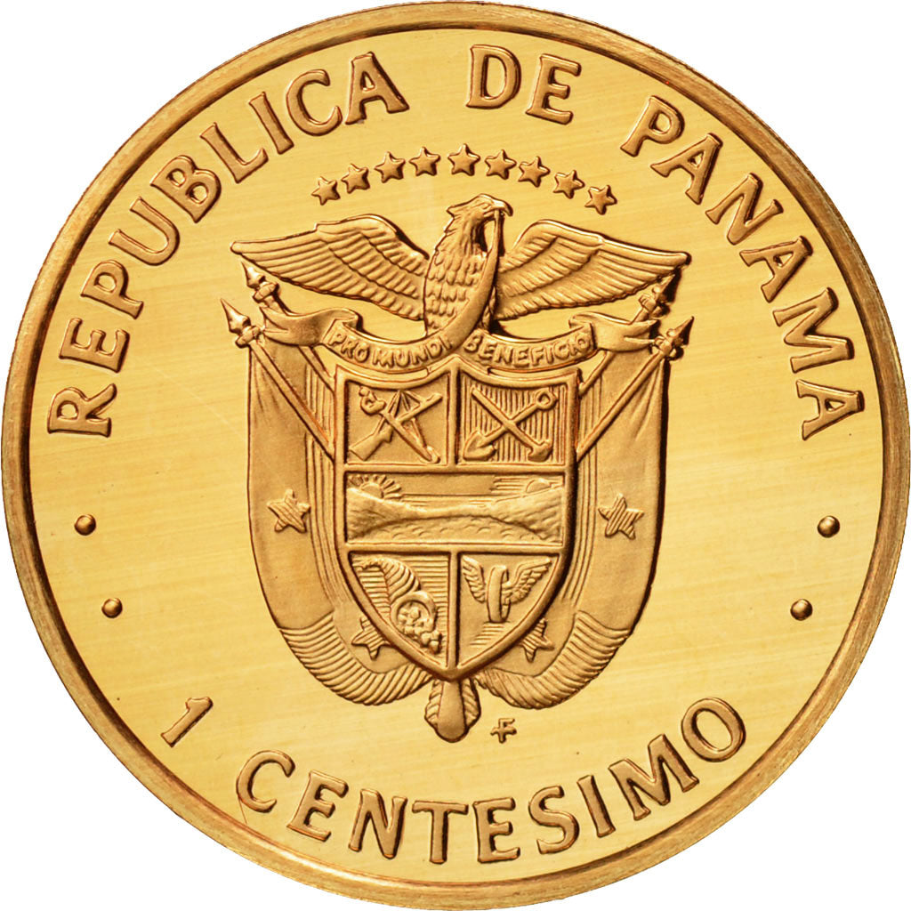 Coin, Panama, Centesimo, 1975, Franklin Mint, MS(64), Copper Plated Zinc