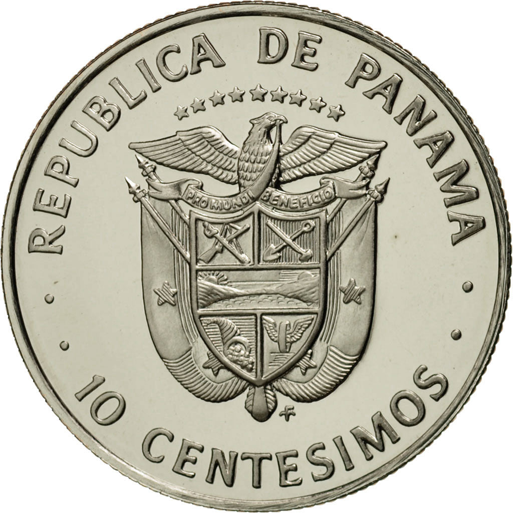 Panama, 10 Centesimos, 1975, Franklin Mint, MS(64), Copper-Nickel Clad Copper