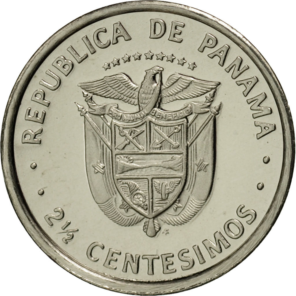 Panama, 2-1/2 Centesimos, 1975, Franklin Mint, MS(64), Copper-Nickel Clad